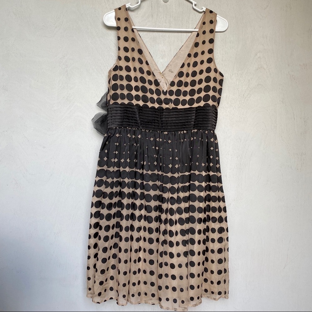 Anthropologie Burlapp Tan Polka Dot Tulle Dress with Removable Flower – Size 8 - Picture 6 of 10